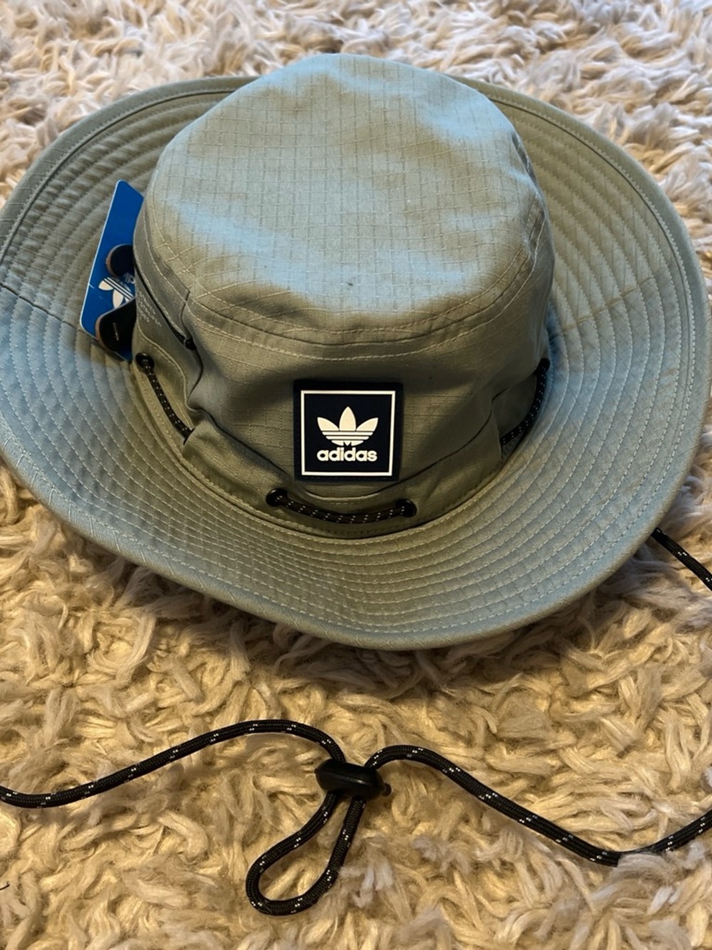 adidas Olive Green Ripstop Bucket Hat with Front Zip Pocket